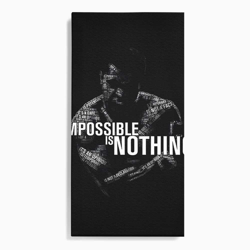 Tablou canvas cu tablou canvas cu silueta masculina si text motivational, fara rama, pe sasiu de lemn